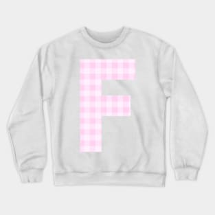 Pink Letter F in Plaid Pattern Background. Crewneck Sweatshirt